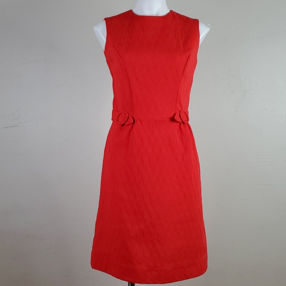 Sleeveless Red Mini Dress with Waist Detail
